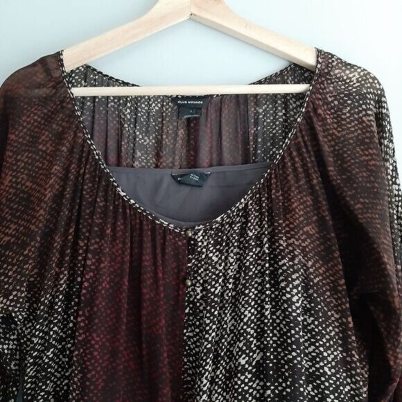 CLUB MONACO 100% Silk Semi-Sheer Midi Dress Abstract Snake Pattern Sz 4 - Picture 6 of 14